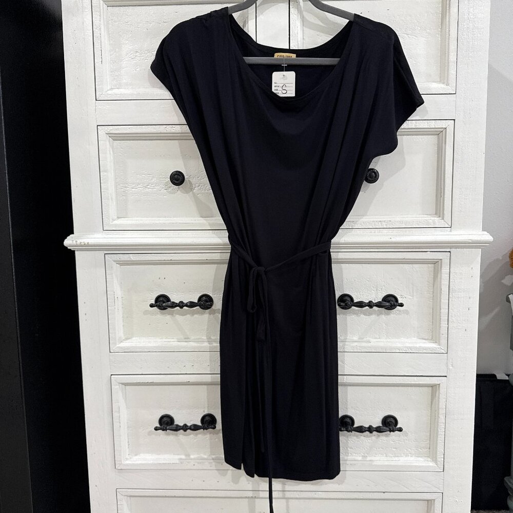 PIKO 1988 Authentic Tie Waist Dress Pockets Bamboo Spandex NWT! Black Size Small
